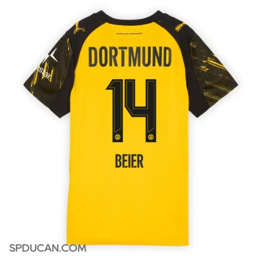 Zenski Nogometni Dres Borussia Dortmund Maximilian Beier #14 Domaci 2025-26 Kratak Rukav